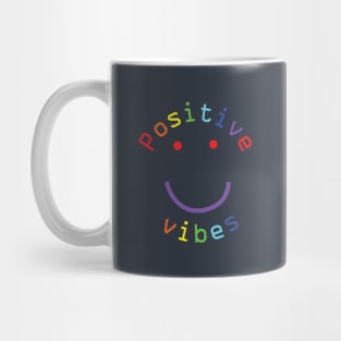 Positive Vibes Smiley Face Rainbow Colors Mug